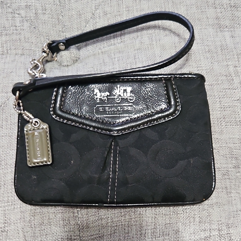 Coach Black and Silver Wristlet